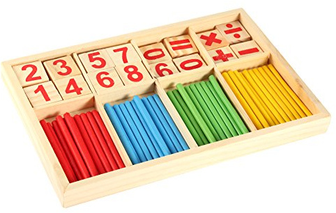Omquot Färgglada trä Babyförskolemattepedagogiska Leksaker för Att Lära Sig Matematikspel och Intelligensutveckling, 9,1 X 6,5 X 0,9