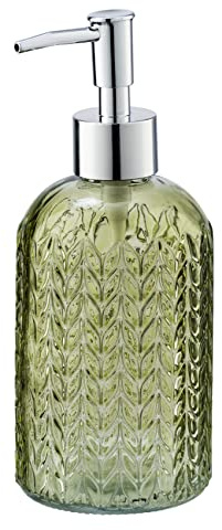 WENKO Flüssigseifenspender Vetro Braun, nachfüllbarer Seifenspender aus echtem Glas für ca. 400 ml Flüssigseife, Spender in Trendiger Retro-Optik, ideal auch als kleine Vase, 8,5 x 19 x 7,5 cm