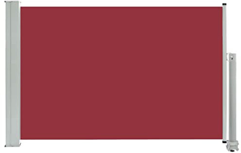 vidaXL Seitenmarkise Ausziehbar UV- und Wasserbeständig Sonnenschutz Sichtschutz Windschutz Seitenrollo Markise Balkon Garten Terrasse 60x300cm Rot