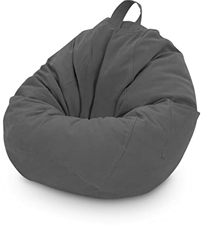 Trintion Bean Bag Chair Cover No Filling Soft Gaming Bean Bag Chair Lazy Bean Bag Sofa Chair Cover for Adult Kid Storage Stuffed Animal Soft Toy 80 x 90cm Dark Gray