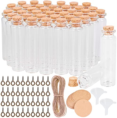 Cieex kleine Glasflasche Set mit Korken Kraftpapier Juteschnur, 40 x 20 ml