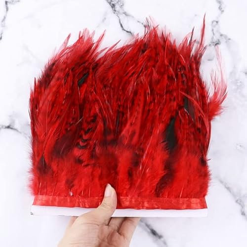 VIXDA 1 Meter gefärbtes Huhn Hahn Schwanz Hahn Feder Borte Band 10-15cm Party Rock Kleid Kostüm Dekoration Zubehör