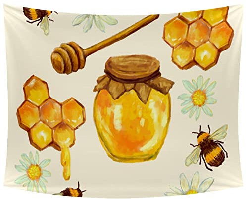 Pot de miel avec tapisserie personnalisée en nid d'abeille pour chambre à coucher, décoration d'intérieur