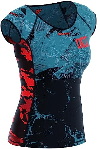 SMMASH Funktionströja dam kompressionströja sportskjorta kortärmad andas Second Skin Technology Fitness Top Outdoor, Eko, M