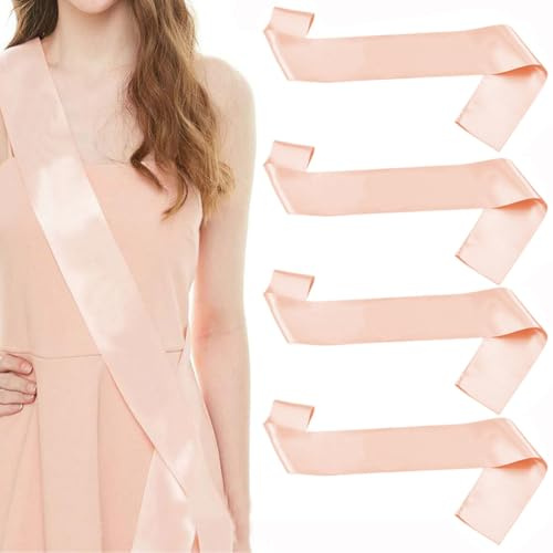 4 bandas de satén en blanco personalizadas para desfiles, sin impresión, para despedidas de soltera, graduaciones, cumpleaños, bodas, decoraciones de fiesta (oro rosa)