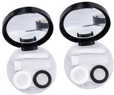 FOMIYES 2stücke Kreativer Kontaktlinsenbehälter Mit Spiegel Und Langlebiges Aufbewahrungsetui Für Schüler Und Schwarz Für Reisen Und Outdoor-aktivitäten