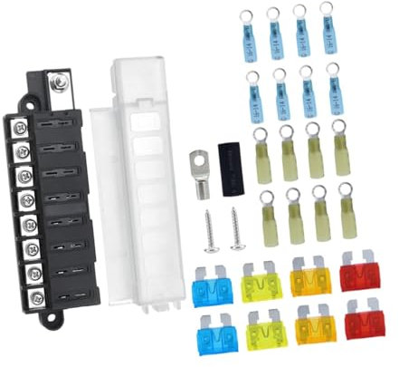 Dickly 8-Wege-Sicherungskasten, Flachsicherungen, Komponentenreparatur, Flachsicherungsblockhalter, Schrumpfverbinder für Wohnmobile, LKW, SUV,