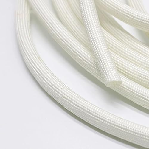 1/2/3/5/10 m, weiß, 600 °C, geflochtener Hochtemperatur-Faserschlauch, Isolierung, Kabelschlauch, Glasfaserschlauch, 1–50 mm Durchmesser(2 Meter,2.5mm)
