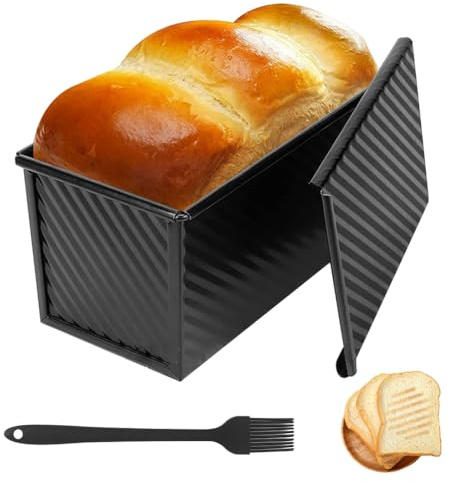 Brotbackform mit Deckel - Toastbrot Backform Hohe, Antihaft Brotform Kastenform, Brot backen Zubehör, Hitzebeständig bis 250 °C, Brottopf zum Backen, Toastbrotform zum Backen, Toasten, Sandwich