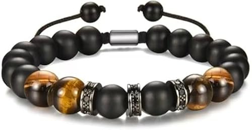 ZukqrymluvIQ Pulsera de ojo de tigre para hombre, pulsera de obsidiana, ojo de tigre, regalo de cumpleaños para niños para cumpleaños, amuleto de la suerte regalo