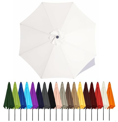 Duchunsheng Auvent De Remplacement pour Parasol De Terrasse 2m 2.3m 2.5m 2.7m 2.8m 3m 3.5m 4m 6/8 Baleines, Toile De Parasol pour Cour Jardin Plage, Protection UV Housse De Rechange(White,4m - 8Ribs)