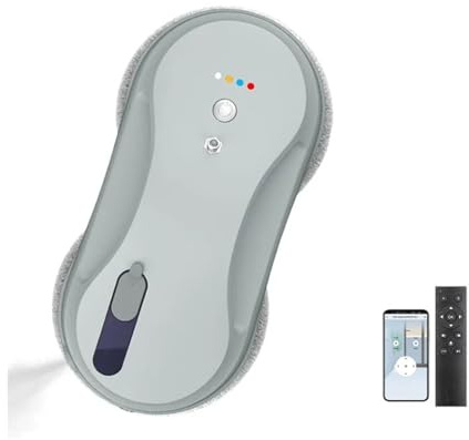 Robot limpiacristales automático con pulverizador de agua, planificación de rutas y detección de bordes. Aspiradora eléctrica inteligente múltiples modos(W-R3S Grey)