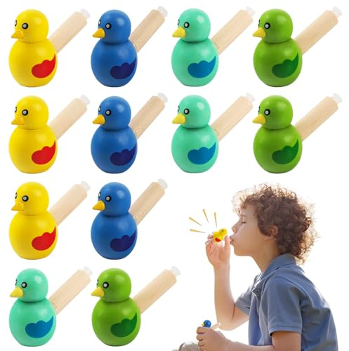 12 Pièces Sifflets en Bois en Forme d'oiseaux, Sifflets en Bois pour Enfants, Sifflet Amusants pour Fêtes Enfants comme Cadeaux De Noël(Couleur AléAtoire)