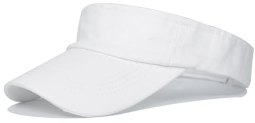 Golf Visor, White Golf Hat Running Visor, Long Peak Thicker Sweatband Adjustable GolfVisors for Women Men Fishing Tennis Running Cycling Outdoor Sports