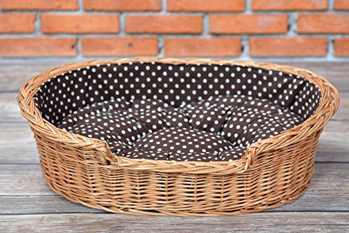 e-wicker24 Natural Wicker Dog Bed - Raised, Comfortable & Luxury for Dogs (75x57 H19)