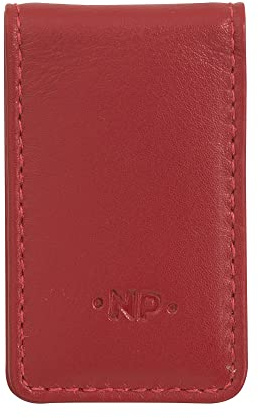 Nuvola Pelle Pince à Billets magnétique en Cuir Nappa véritable avec Aimant pour Homme et Femme Rouge