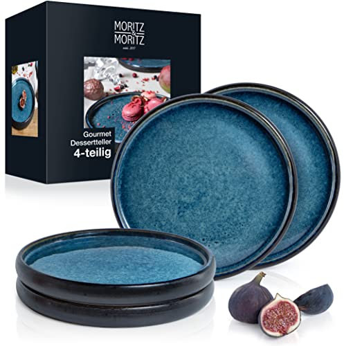 Moritz & Moritz 4x Piatti Ceramica 21,5 cm - Set di Piattini Dessert in gres come piatto da dessert, piatto per torte, piatto per la colazione - Set di stoviglie da servire