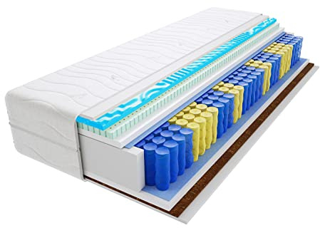 Godre Matratze 180x200 cm Doppelmatratze, H3 & H4 Federkernmatratze, Taschenfederkernmatratze 27 cm Hoch Latex Kokosfaser Profilierter Visco Memory Hypoallergene, HR-Schaum Lima Max Visco Molet