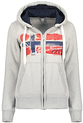 Geographical Norway Gayto Lady - Felpa Cappuccio Donna con Tasche A Canguro - Felpa A Manica Lunga Calda - Giacca Abito Ideale Primavera Estate Autunno Inverno (Grigio Chiaro XL-Taglia 4)