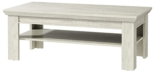 Newroom Couchtisch Pinie Weiß Wohnzimmertisch Modern Landhaus - 120x45x60 cm (BxHxT) - Sofatisch Ablagetisch Tisch - [Lucy.Three] Wohnzimmer Wohnstube Büro