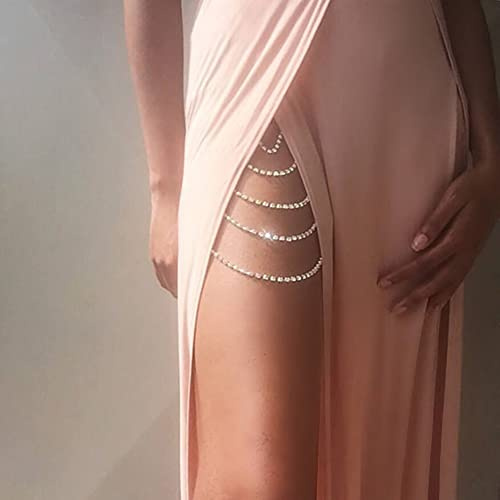 Carufin Spinnenbeinkette Layered Pearl Oberschenkelkette Schlange Insekt Körperkette Sommer Strand Accessoires Frauen und Mädchen Schmuck (Silberne Oberschenkelkette)