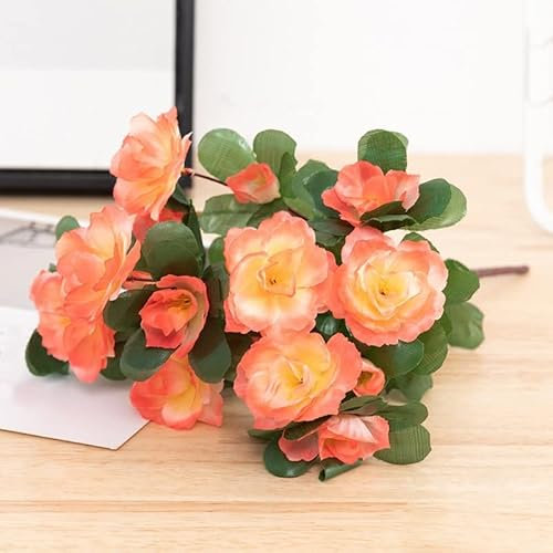 TONZN Simulation Kleiner Blumenstrauß, Outdoor Blumenkasten Arrangement Blumenarrangement Seidenstoff Azalee Gefälschte Blume Heimdekoration Blumenstrauß (Color : Red, Size : 33cm) (Sunset 33cm)