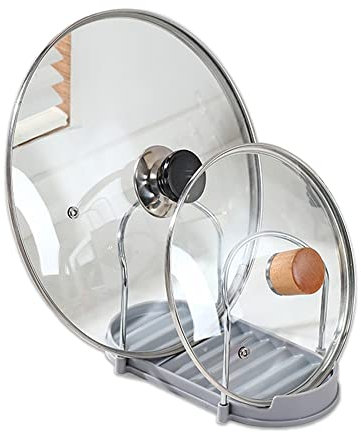 STARRY G Support de couvercle de casserole à 2 couches, repose-ustensiles de cuisine avec égouttoir, repose-cuillère de cuisine avec support de couvercle, support de rangement pour louches, pinces,