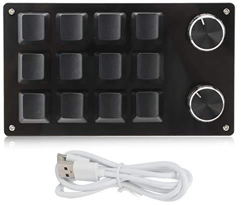 Yctze Makro-Mechanische Tastatur, Einhand-Spieletastatur, 12 Tasten Multifunktionale Programmierbare Gaming-Keypad, Tragbare Mini-PC-Tastatur für Büro, Gaming, Labor