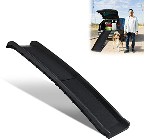 VA-Cerulean Escalera para perros, rampa para perros, plegable, ayuda para el maletero de coche, rampa de acceso para perros grandes y pesados, 156 x 40 cm, negro