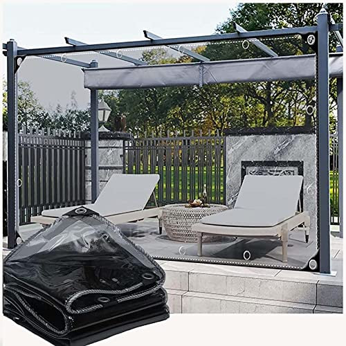WZYJLyds Lona plástico Transparente Impermeable de PVC con Ojales, Toldos Laterales Enrollables Exterior, Malla Ocultacion Cortina Negro para, Coverup Plantas de Jardines, Invernaderos, Terraza