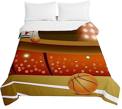 Odot Colcha Bouti de Verano, 3D Deportes Estampado Suave Microfibra Multiusos Cubrecama Lavable Acolchada Edredón Manta para Cama de Infantil Individual Matrimonio (100x150cm,Baloncesto 4)
