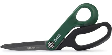 SATA ST93128 Ciseaux multi-usages, aiguisage universel, ciseaux multi-usages avec lames ultra tranchantes extra longues en titane, design angulaire et prise en main douce confortable
