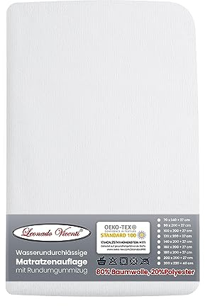 Leonado Vicenti Matratzenschoner 90x200 cm mit Rundumgummizug 100% Wasserdicht Laken Inkontinenzauflage Matratzenschutz Wasserfest