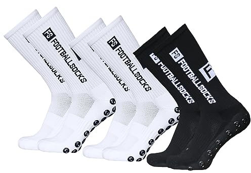 Lixada Fußballsocken Herren Kinder Stutzen Stutzenstrumpf,Unisex Outdoor-Sport-Laufsocken Kompressionsstretch, Sportliche Fußball Basketball Socken Anti-Rutsch, mit Griffen,3 Paar（39-46）