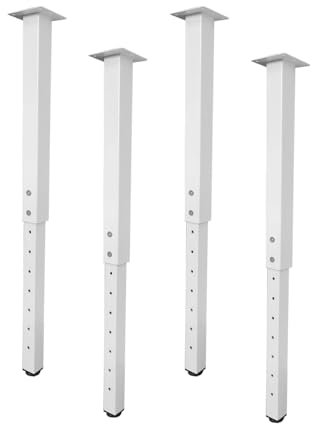 Jahof Tischbeine Metall Höhenverstellbar 60-100cm für Tischplatte, Möbelfüße quadratische Verstellbar für DIY Möbel, Schreibtisch, Esstisch, Couchtisch, Bürotisch, 4 Stück (Weiß)