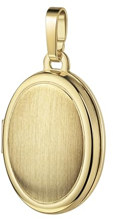 JEVELION Gold Medaillon 333/8 Karat für 2 Bilder Amulett Anhänger oval zum Aufklappen für Damen mit Halskette