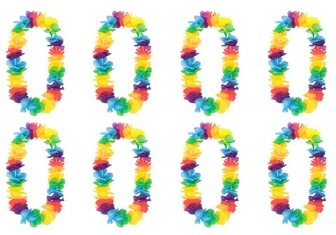 Boland - 8 Stück Regenbogen Hawaiiketten | Blumen-Halsketten für Hawaii-Party, Sommerfest und Mottoparty