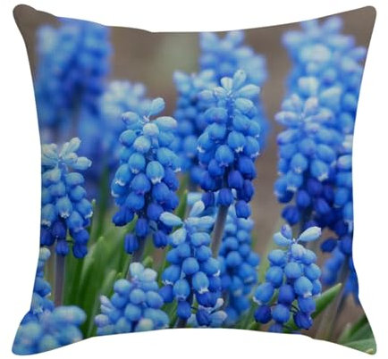 Epinki Weihnachten 45x45cm Kissenbezüge, 4Pcs Sitzkissen Set mit Hyazinthe Muster in Leinen, für Zuhause Autos Wohnzimmer Schlafzimmer Sofa Dekor, Leinen-Set 4pcs, Grün Blau