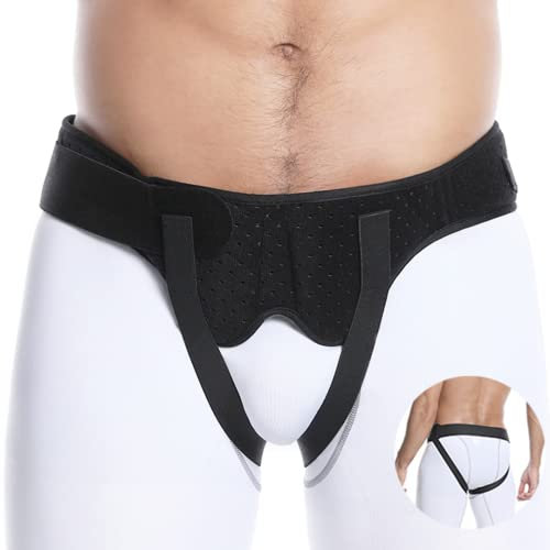 Herniengürtel für einzelne/doppelte Leisten- oder Sporthernien, Hernien-Stützbandage für Männer und Frauen, schmerzlindernder Genesungsgurt mit 2 abnehmbaren Kompressionspolstern, bequemes Material