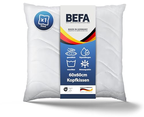 BEFA CARE Tillverkad i Tyskland 60 x 60 cm mikrofiberkudde med Aloe Vera, ÖKO-TEX 100 Klass 1-certifierad