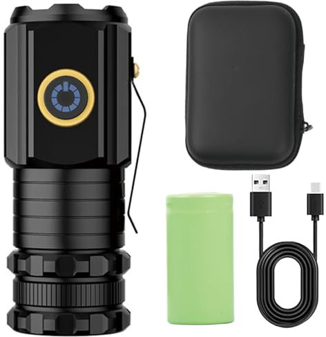 Litinliv Torcia LED Ricaricabile, Mini Torcia a LED, 5000 Lumen Torce Ricaricabili ad alta luminosità, 5 Modalità piccole torce elettriche, Torcia Potente Tattica per Campeggio Trekking Emergenza