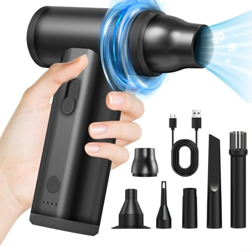 ZYWUOY Leistungsstarker Mini-Turbo-Ventilator, J01pro Handventilator, 120.000 U/min, Jet-Turbo-starke Ventilatoren mit LED-Beleuchtung, Staubbeseitigungsgebläse