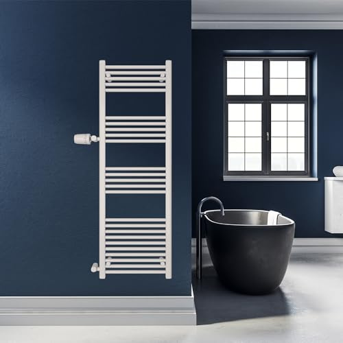 SHV Badheizkörper Andromeda mit Seitenanschluss in Weiß | Heizkörper für Badezimmer, Handtuchhalter für Wand im Bad, Handtuchheizkörper, hochwertiger Handtuchtrockner (500x1500 (Anschluss 900) mm)