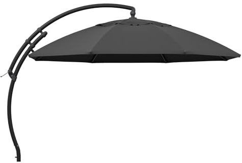 Sun Garden Easy Sun TM Ampelschirm 375 cm | rund | Aluminium Anthrazit | 100% Olefin (ca. 190 g/m²) | 360° drehbar | Öffnung mit Kurbel | Bezug in Anthrazit B057