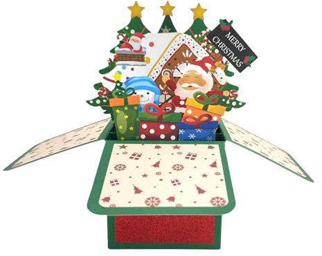 scicent Weihnachtskarten Lustig Lustige Weihnachtskarte mit 3D Pop Up Weihnachtsmann Lustige Grußkarte zur Adventszeit zu Weihnachten Karte mit Umschlag - 20207