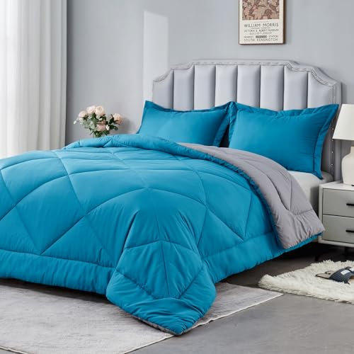 beeweed Bettdecke 135x200 Winter Warm Winterbettdecke 135 x 200 Wende-Steppdecke 450GSM Füllung 4 Jahreszeiten Bettdecke Duvet Weiche Mikrofaser Schlafdecke mit Kissenbezüge