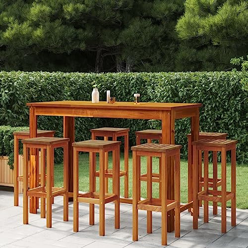 LXYZWRW Gartenmöbel-Set, 9-teilig, Massivholz, Akazie, Gartenmöbel-Sets