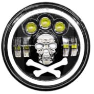 Generisch 2x LED Fernlicht Scheinwerfer IP67 12/24V Frontscheinwerfer E9 Totenkopf Design 3 Funktionen 65W Tagfahrlicht RGB Blinklicht Neu OVP Auto PKW Offroad 4x4 ATV SUV Motorrad