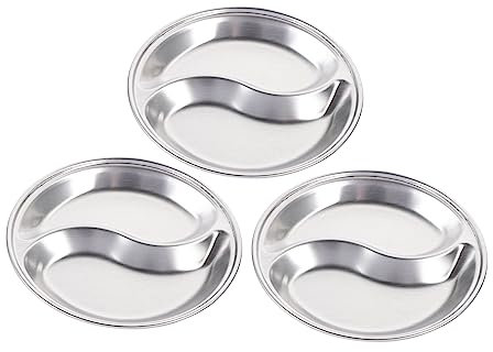 Cabilock 3pcs Sauce Dishes Compartment Condiment Storage Seasoning Serving Plates for Sauce Soy Mustard Vinegar Easy to Carry