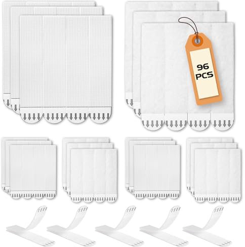 48 Paires (96 Bandes) Languette Accroche Tableau Sans Percer, Attache Cadre Adhésif, 9.3cm Languette Adhesif Mural, Fixation Murale Sans Percer pour Accroche Cadre, Art Mural1